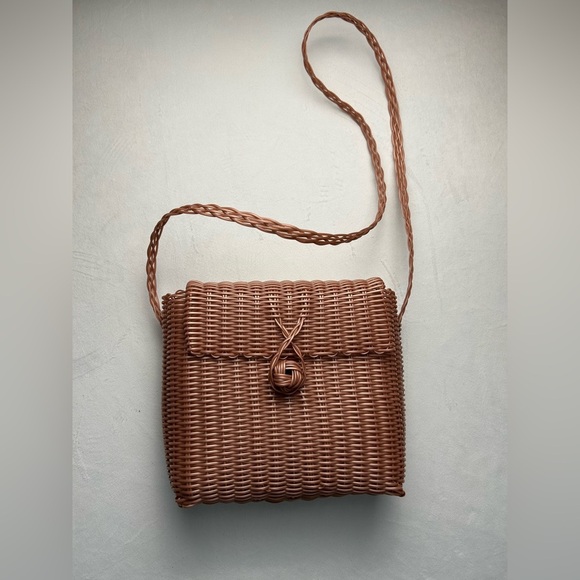 Handbags - Brown Woven Crossbody Bag